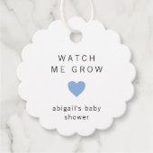 可愛いブルーハートモダンベビーシャワー フェイバータグ (正面)