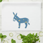 可愛いブルーハートロバ投票ブルー キッチンタオル (折り畳み)