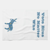 可愛いブルーハートロバ投票ブルー キッチンタオル (横)