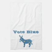 可愛いブルーハートロバ投票ブルー キッチンタオル (縦)
