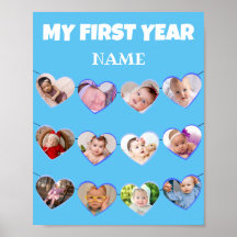 可愛いブルーハート初年度12写真コラージュPo