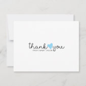 可愛いブルーハート男の子ベイビーシャワーありがとう サンキューカード (正面)