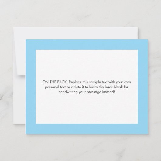 可愛いブルーハート男の子ベイビーシャワーありがとう サンキューカード (裏面)