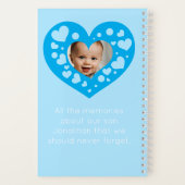 可愛いブルーハート男の赤ちゃんフォトフレーム記念 ノートブック (裏面)