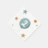 可愛いブルーバルーンボーイ二歳の誕生日パーティー スタンダードカクテルナプキン (角)