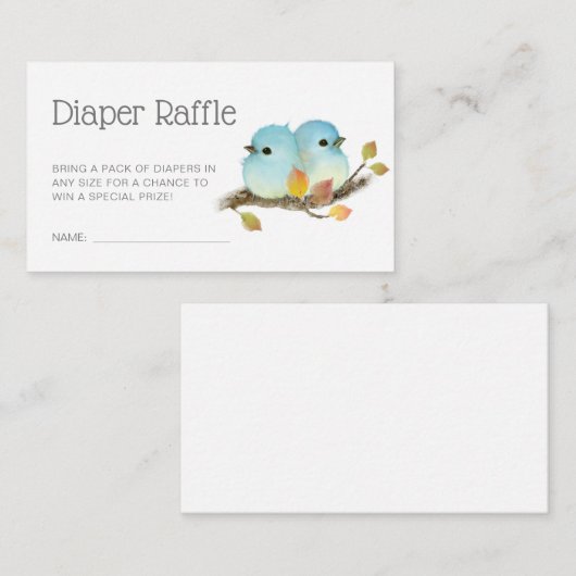可愛いブルーバードオンブランチ赤ちゃんシャワーおむつラッフル エンクロージャーカード (正面/裏面)