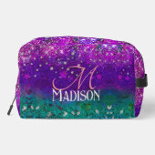 可愛いブルーパープルグラデーショングリッターモノグラム ドップキット (裏面)