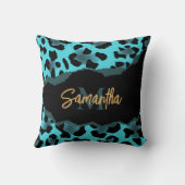 可愛いブルーヒョウ柄 クッション (裏面)