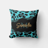 可愛いブルーヒョウ柄 クッション (正面)