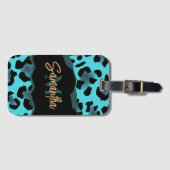 可愛いブルーヒョウ柄 ラゲッジタグ (正面横)