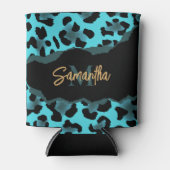 可愛いブルーヒョウ柄 缶クーラー (正面)