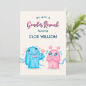 可愛いブルーピンクのモンスタージェンダーが赤ちゃんシャワーを明かす 招待状 (スタンド正面)