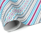 可愛いブルーピンクの部族の女の子パターンデザイン ラッピングペーパー (ロールコーナー)