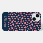 可愛いブルーピンクハートのパターパーソナライズされたン名 Case-Mate iPhoneケース (裏面 (横))