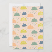 可愛いブルーピーチ雨粒ボーイベビーシャワー 招待状 (裏面)