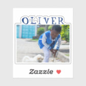 可愛いブルーフレーム名とフォトキッズシール シール (シート)