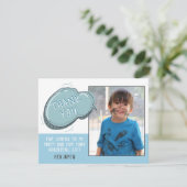 可愛いブルーフレーム誕生日ありがとうフォトカード (スタンド正面)