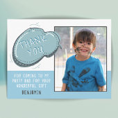 可愛いブルーフレーム誕生日ありがとう写真 ポストカード