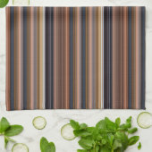 可愛いブルーブラウンストライプの キッチンタオル (折り畳み)