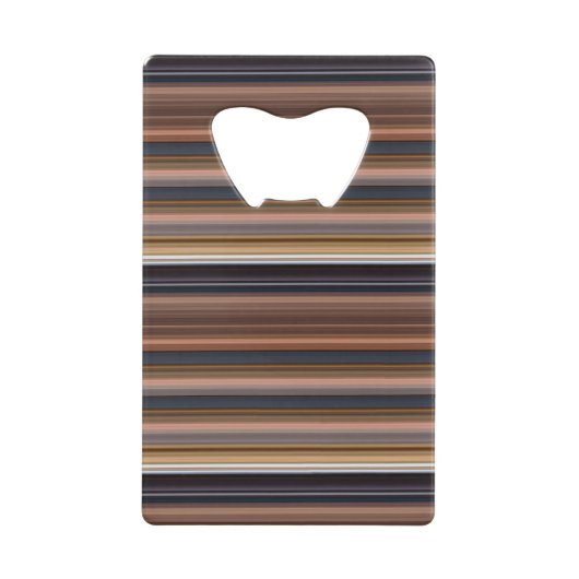 可愛いブルーブラウンストライプの クレジットカード栓抜き (正面)