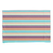 可愛いブルーブラウンストライプの 枕カバー (正面右)