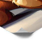 可愛いブルーブラウンテディベア椅子に座る ポスター (角)