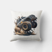 可愛いブルーブラウンビッグレースモンスタートラック クッション (裏面)