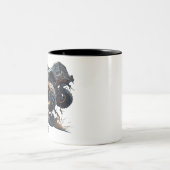 可愛いブルーブラウンビッグレースモンスタートラック ツートーンマグカップ (中央)