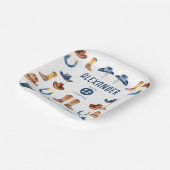 可愛いブルーブラウンホースカウボーイハットブーツ水色 ペーパープレート (傾斜あり)