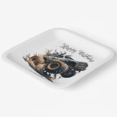 可愛いブルーブラウンレースモンスタートラックキッズ誕生日 ペーパープレート (傾斜あり)