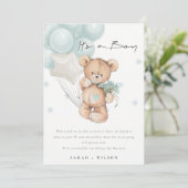 可愛いブルーベアーバルーンベビー告知カード サンキューカード (スタンド正面)