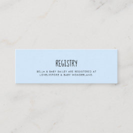 可愛いブルーベビーシャワーレジストリカードの挿入 スキニー名刺