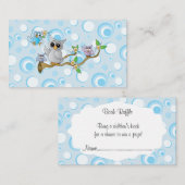 可愛いブルーベビーフクロス赤ちゃんシャワーブックラッフル エンクロージャーカード (正面/裏面)