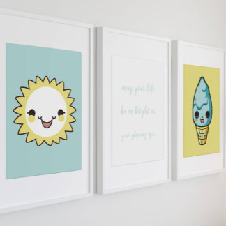 可愛いブルーベビー引用文子供部屋ポスター ポスター