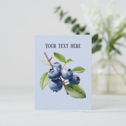 可愛いブルーベリーにメッセージのフルーツを追加 ポストカード (スタンド正面)