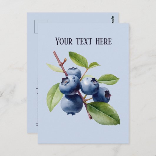 可愛いブルーベリーにメッセージのフルーツを追加 ポストカード (正面/裏面)