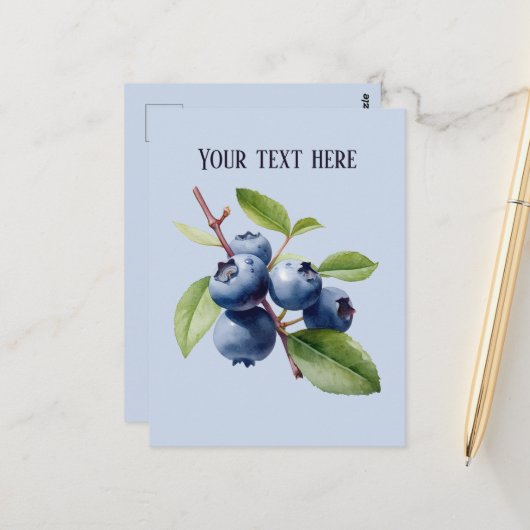 可愛いブルーベリーにメッセージのフルーツを追加 ポストカード (正面/裏面インサイチュ)