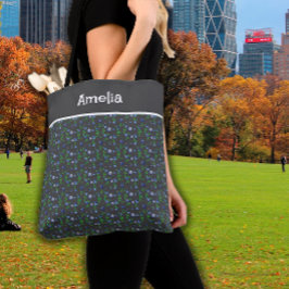 可愛いブルーベリーの水の色のパターン名ダークグレー トートバッグ