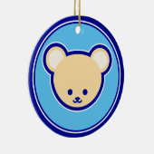可愛いブルーベージュテディベアかわいいマンガアート セラミックオーナメント (右)