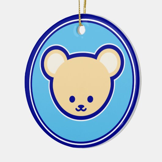 可愛いブルーベージュテディベアかわいいマンガアート セラミックオーナメント (左)