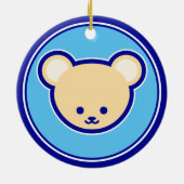 可愛いブルーベージュテディベアかわいいマンガアート セラミックオーナメント (裏面)