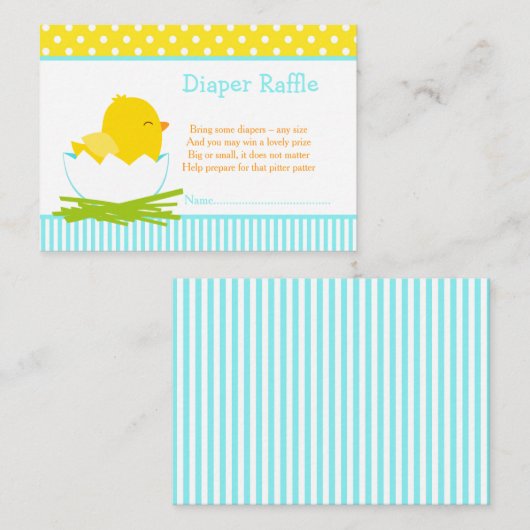 可愛いブルーボーイシックおむつラッフル エンクロージャーカード (正面/裏面)