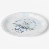 可愛いブルーボーイベアかわいいハート冬の赤ちゃんシャワー ペーパープレート (アングル)