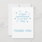 可愛いブルーボーイベビーシャワーありがとうフラットカード サンキューカード (正面)