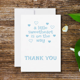 可愛いブルーボーイベビーシャワーありがとうフラットカード サンキューカード