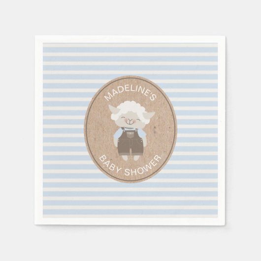 可愛いブルーボーイラムベイビーシャワー スタンダードカクテルナプキン (正面)