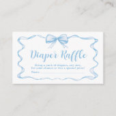 可愛いブルーボーイリボン赤ちゃんシャワーおむつラッフル エンクロージャーカード (正面)