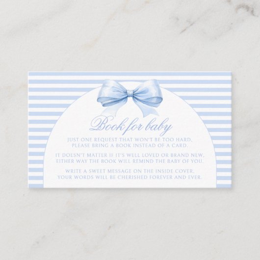 可愛いブルーボーホボウ弓アーチ本男の赤ちゃんシャワー エンクロージャーカード (正面)