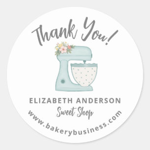可愛いブルーミキサーベーカリーBusiness Thank you Sticker ラウンドシール