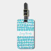 可愛いブルーミニマルデイジーパターンフローラ名 ラゲッジタグ (正面縦)